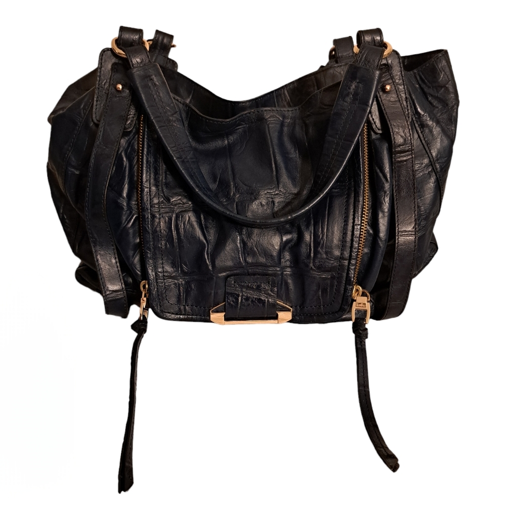 Kooba Croc Embossed Leather Hobo Bag